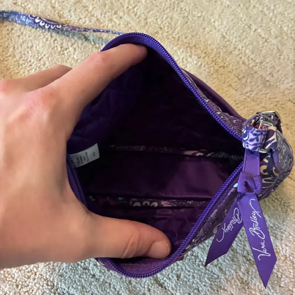 Vera Bradley Small Crossbody Lilac Tapestry Purse Quilted Floral Whimsical